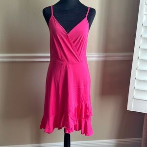 Woman’s Pink Wrap Style Dress Adjustable Straps  Size S Spring Summer